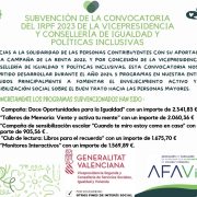 SUBVENCIÓN DE LA CONVOCATORIA DEL IRPF 2023 DE LA VICEPRESIDENCIA Y CONSELLERÍA DE IGUALDAD Y POLÍTICAS INCLUSIVAS