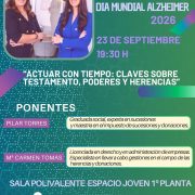 CHARLA CONMEMORATIVA DIA MUNDIAL ALZHEIMER 23 DE SEPTIEMBRE 19:30H ESPACIO JOVEN VILLENA